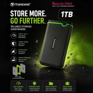 Transcend 1TB StoreJet External HDD TS1TSJ25M3S