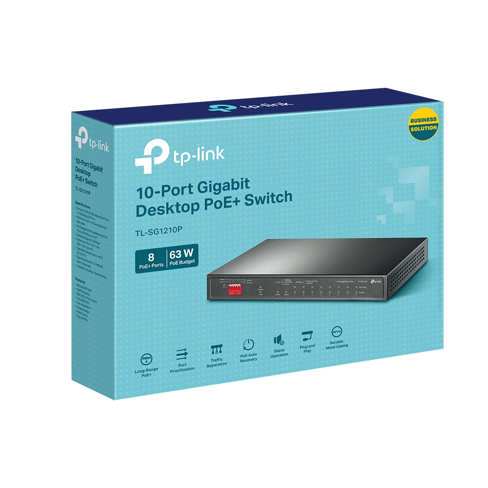 TP-Link 10-Port Gigabit PoE+ Desktop Switch TL-SG1210P - Image 4