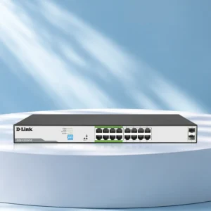 D-Link 18 Port Gigabit switch with 16 PoE ports and combo/SFP uplink options. DGS-F1018P-E
