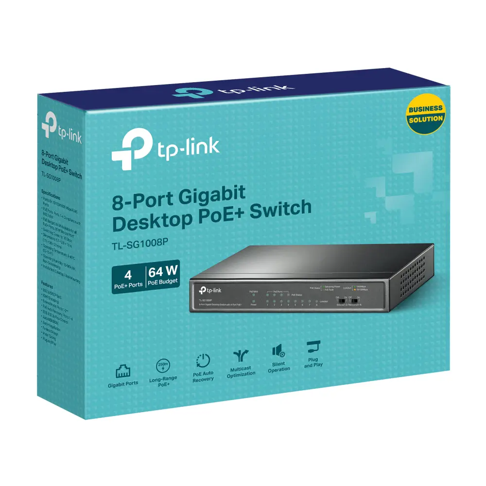 TP-Link 8-Port Gigabit Desktop Switch with 4-Port PoE. Sturdy metal case. TL-SG1008P - Image 4