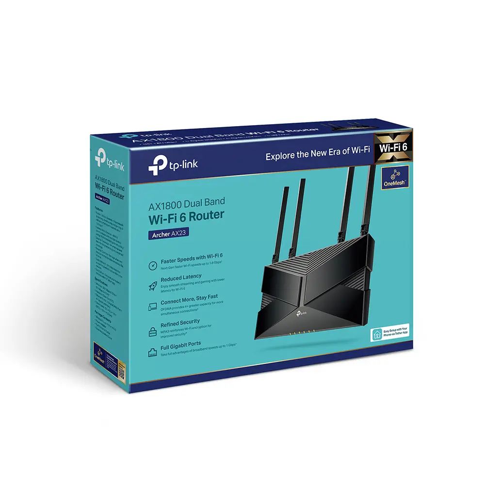 TP-Link AX1800 Dual-Band Wi-Fi 6 Router, 1201 Mbps (5GHz) + 574 Mbps (2.4GHz), WPA3 Security Archer AX23 - Image 3