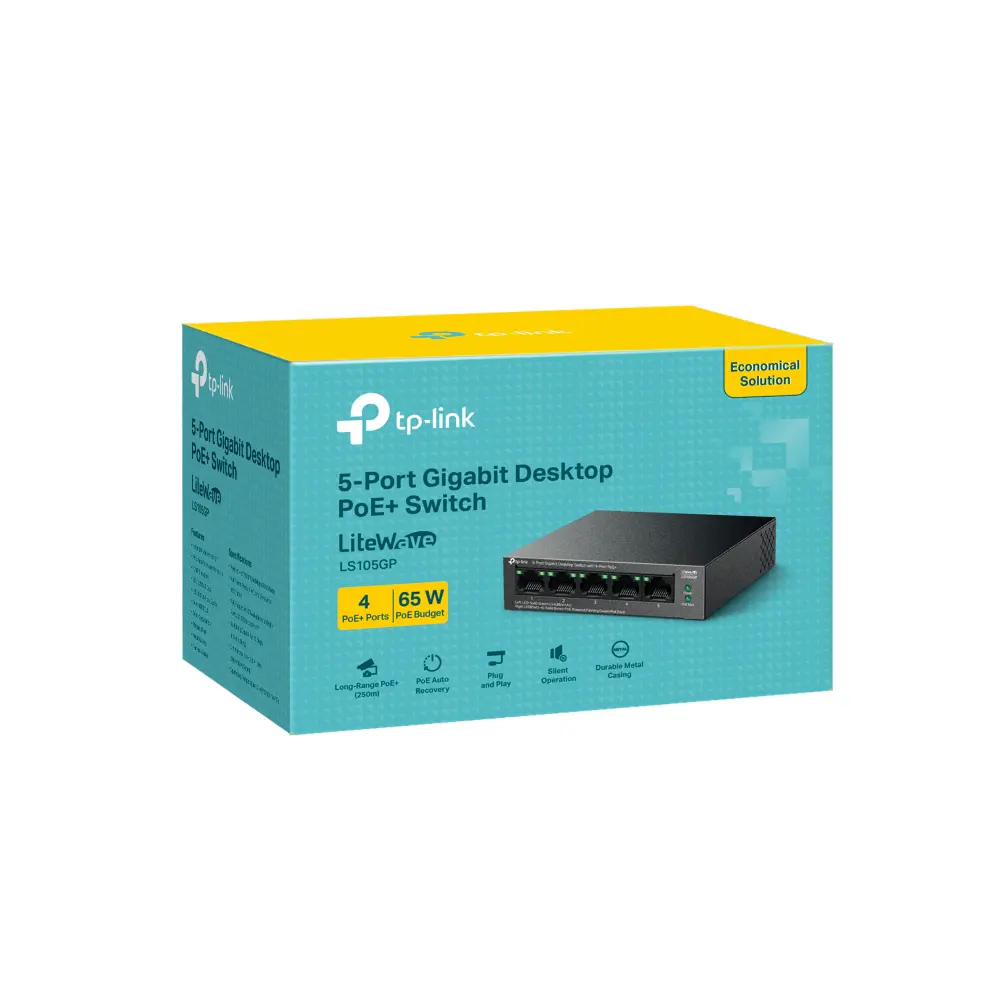TP-Link LiteWave 5-Port Gigabit Desktop Switch with 4-Port PoE+. LS105GP - Image 4