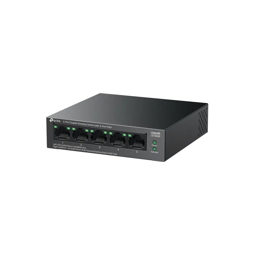 TP-Link LiteWave 5-Port Gigabit Desktop Switch with 4-Port PoE+. LS105GP - Image 3